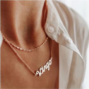 GOLD PLATED VIRGO SCRIPT ASTROLOGY , ZODIAC PEDANT HOROSCOPE NECKLACE
